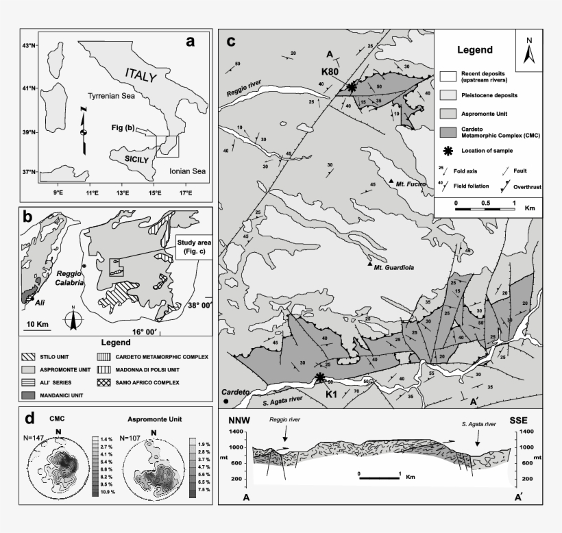 A) Sketch-map Of Aspromonte Massif In Southern Italy; - Map, transparent png #7713105