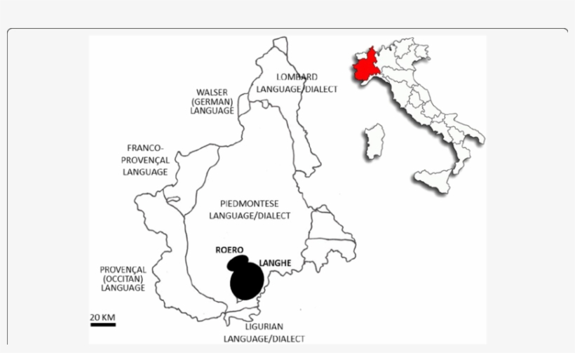 The Study Areas Within The Linguistic Map Of Piedmont, - Map, transparent png #7713583