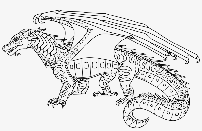 Coloring Page Pony Dragon Wings - Wings Of Fire Seawing Base, transparent png #7713611