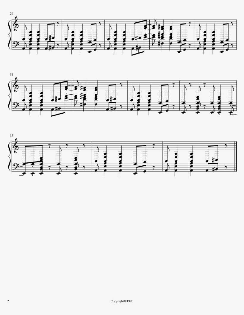 Beavis And Butt-head Theme Sheet Music Composed By - Sheet Music, transparent png #7715439