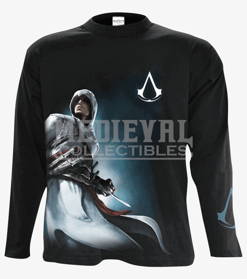 Assassins Creed Altair Side Print Long Sleeve T Shirt - Altair Assassin's Creed Halloween Outfits, transparent png #7716235