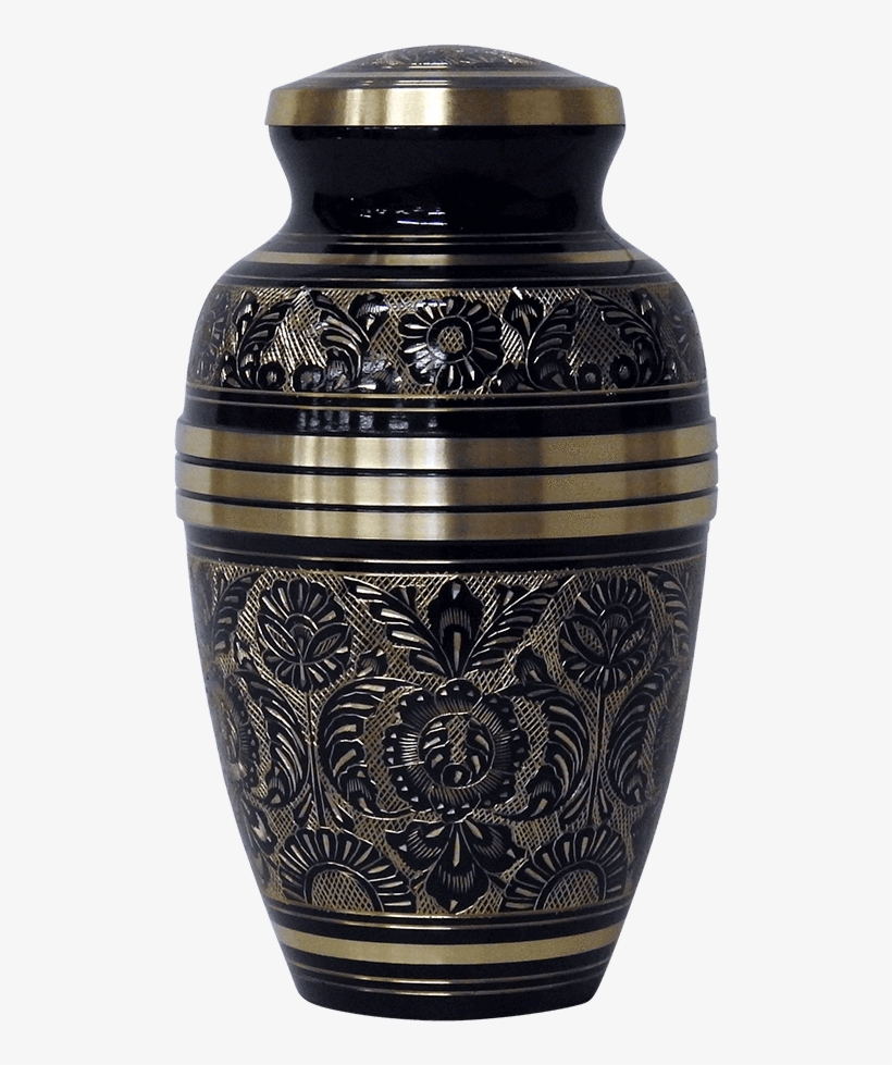 Ornate Black Cremation Urn - Porcelain, transparent png #7716847