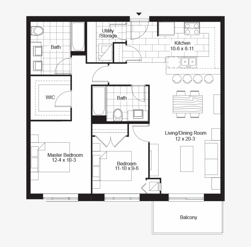 2 Bedrooms Bedrooms - Floor Plan, transparent png #7718160