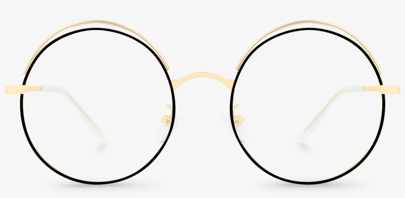 Front View Of Slayer Gold Round Glasses Made From Gold - Circle, transparent png #7719091