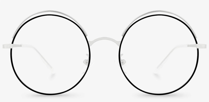 Front View Of Slayer Round Glasses Made From Silver - Circle, transparent png #7719245