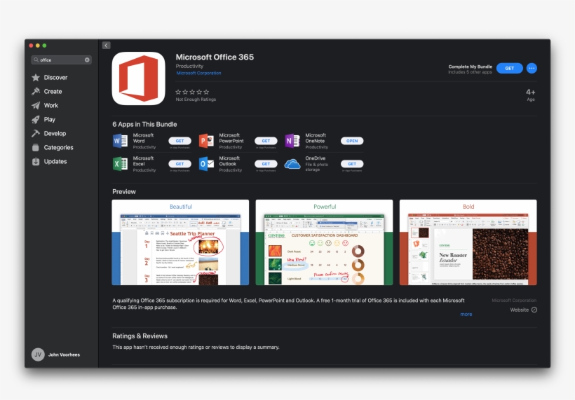 Microsoft Office Debuts On The Mac App Store - Office 365 Mac App Store, transparent png #7721309