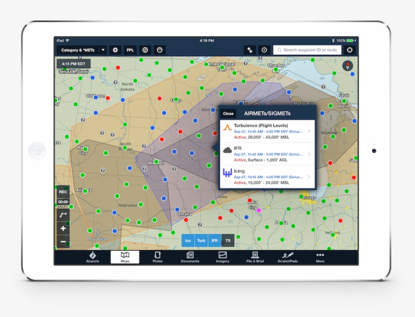 Foreflight Connects To Siriusxm Satellite Aviation - Tablet Computer, transparent png #7724475