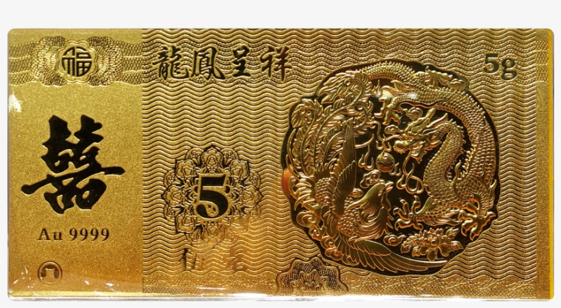 Gold Numis Red Packet Dragon And Phoenix 5g Gold Foil - Wallet, transparent png #7725191