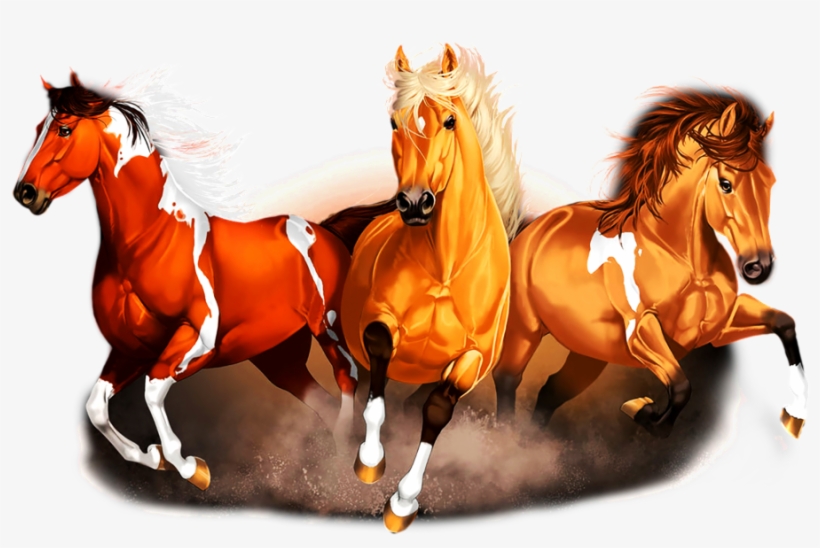 Three Running Horse Pattern Images - Draw A Stampede Of Horses, transparent png #7728098
