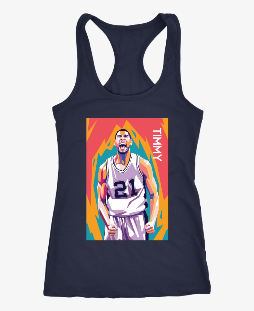 Tim Duncan Pop Art Racerback T-shirt - Shirt, transparent png #7729092