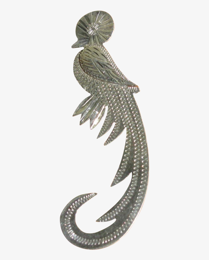 Vintage 900 Mexican Silver Quetzal Bird Brooch From - Peafowl, transparent png #7730680