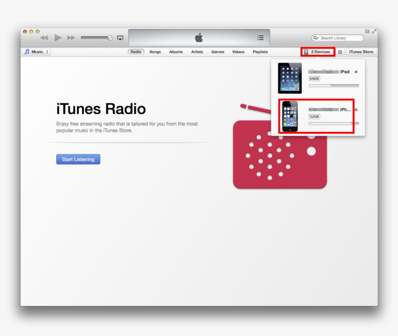 Click Devices Then Click Iphone - Itunes Radio, transparent png #7730822