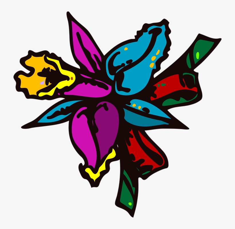 Colored Floral Png Image With Transparent Background - Cartoon Flowers, transparent png #7732339
