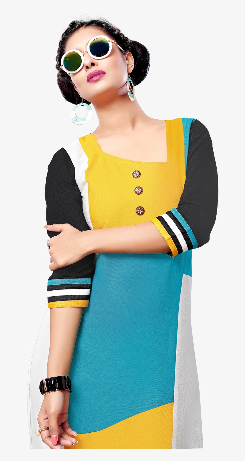 Yuri's Multicoloured Cotton Straight Kurti, transparent png #7733166