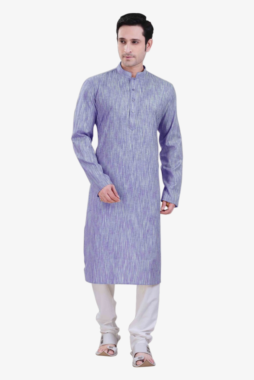 Men's Poly Cotton Blue Kurta With Churidar - Formal Wear, transparent png #7734167