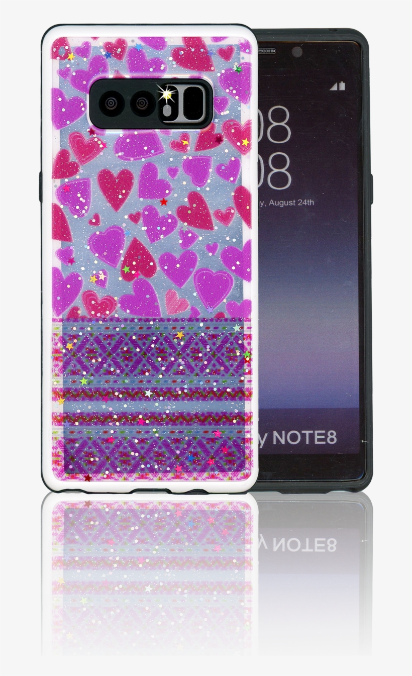 Samsung Note 8 Mm 3d Purple Hearts - Mobile Phone Case, transparent png #7734202