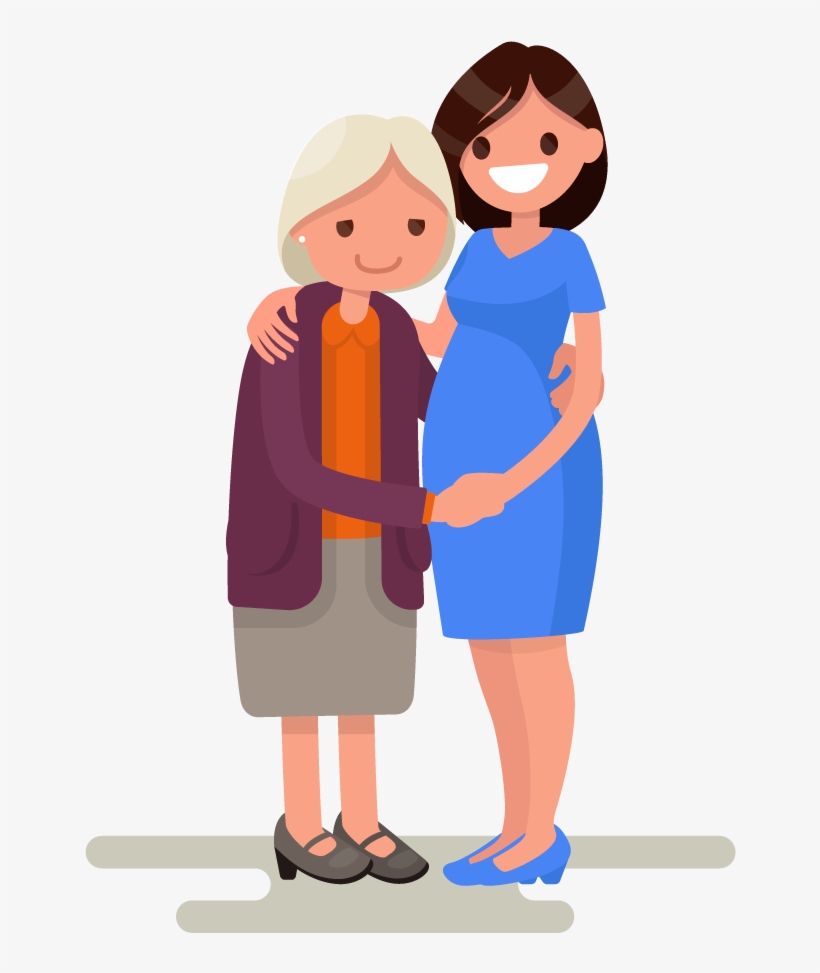 Finding A Carer Just Got Easier - Elderly Mother Daughter Cartoon, transparent png #7734517