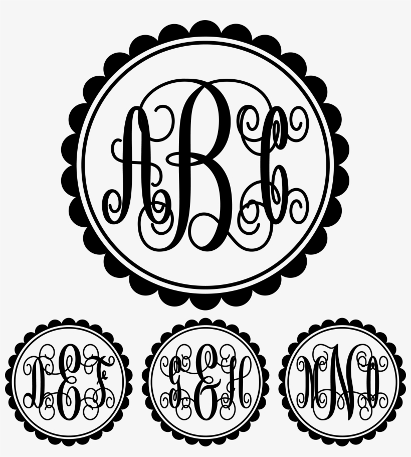 Download Monogram Elaborate Script Scalloped Circle Font Png ...