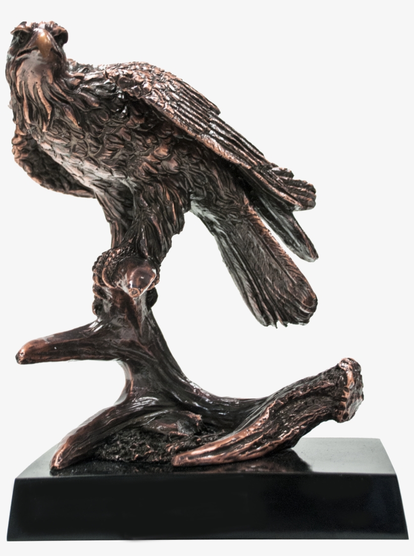 Bronze Hawk Sitting On Antler Statue, transparent png #7738682