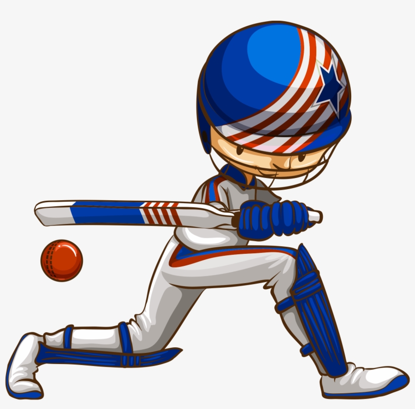 Download - Cartoon Cricket Ball And Bat, transparent png #7743090