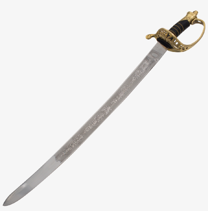 Civil War Engraved Sword With Carbon Steel Scabbard,, transparent png #7744309