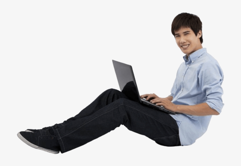 A Student On Laptop - Student With Laptop Png, transparent png #7749501