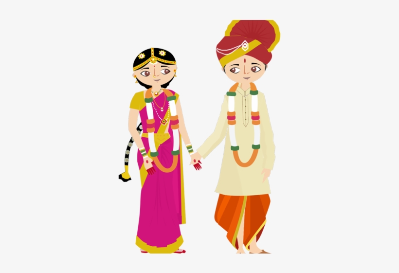 Hindu Clipart Couple - Vector Wedding Hindu Clipart, transparent png #7750170