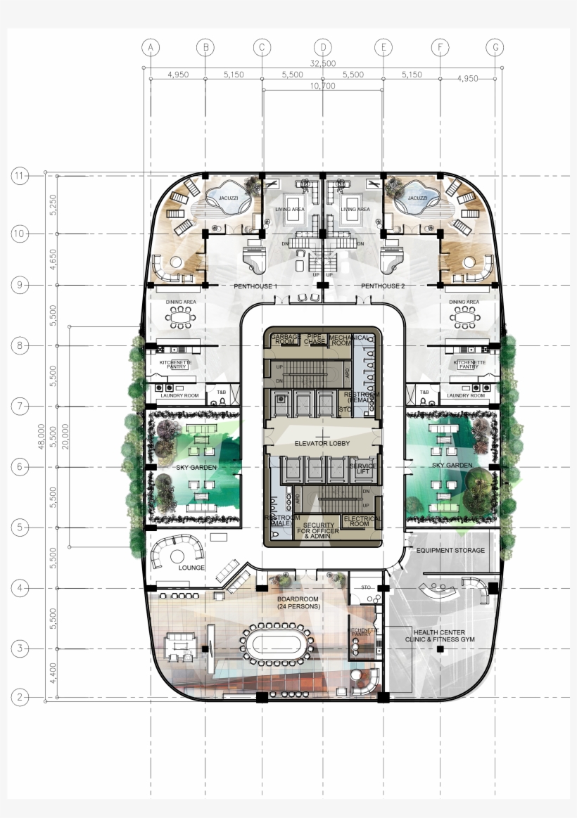 2360 X 3680 11 - Office Plans In High Rise, transparent png #7750841