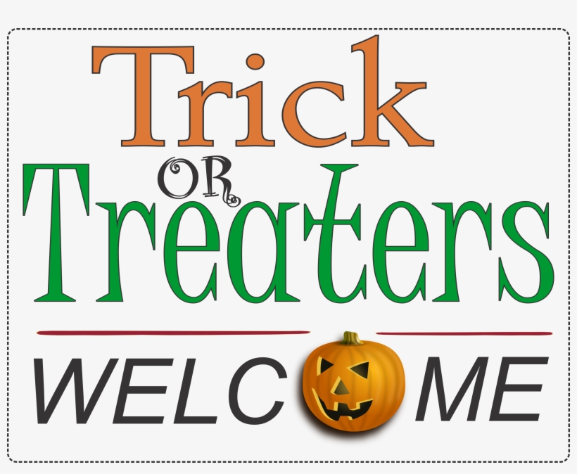 Trick Or Treat Sign - Jack-o'-lantern, transparent png #7751698