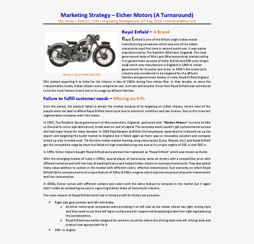 Pdf - Royal Enfield 500 Twin, transparent png #7753052