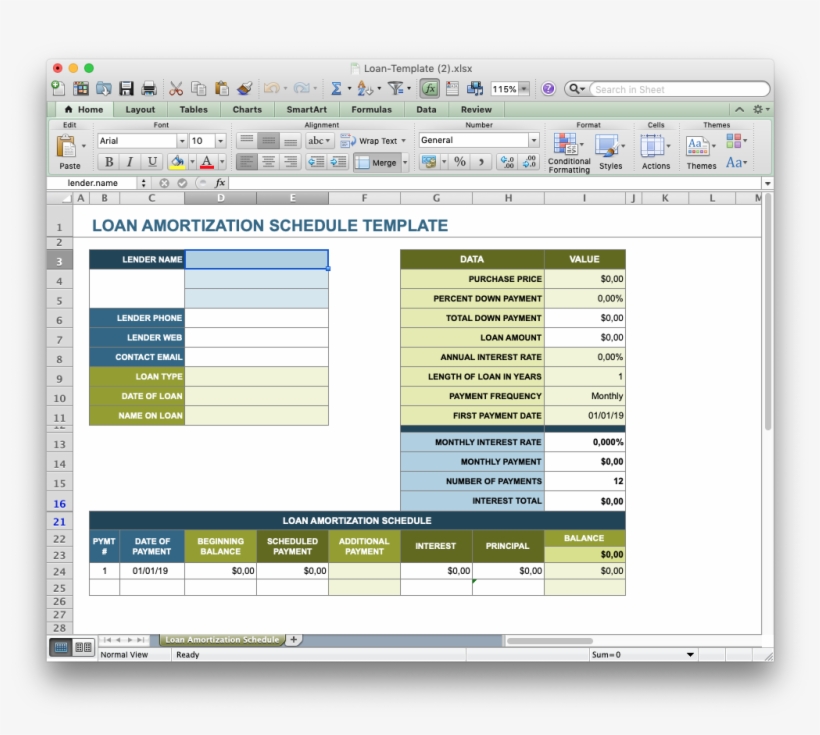Excel Loan Template 1 - Office 2011, transparent png #7754629