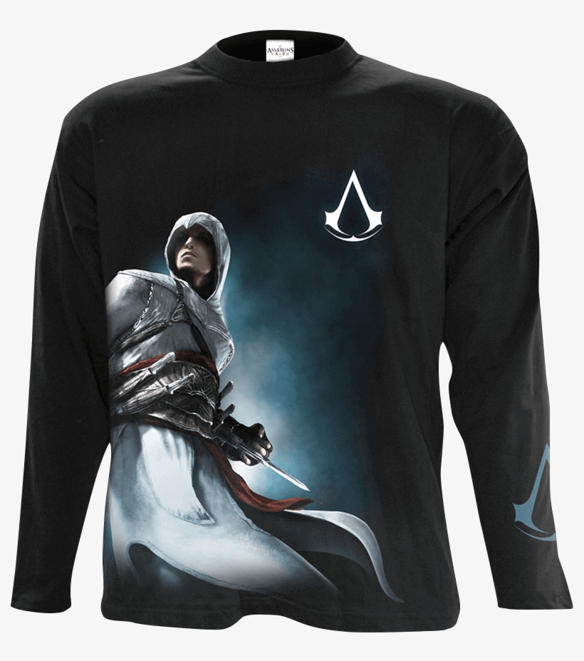 Assassins Creed Altair Side Print Long Sleeve T Shirt - Altair Assassin's Creed Halloween Outfits, transparent png #7757183