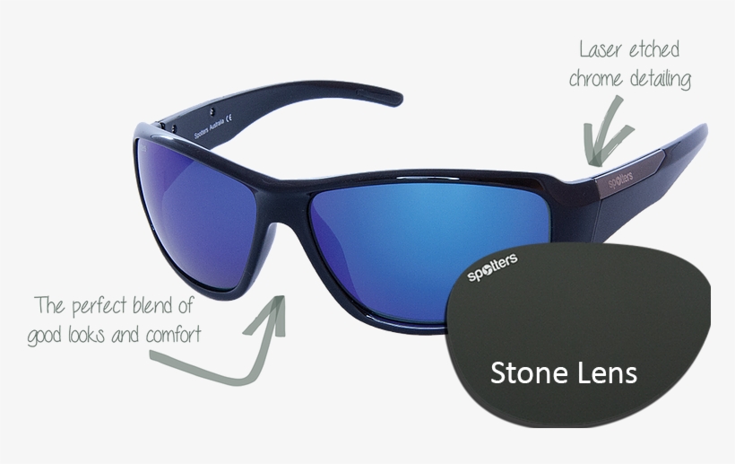 Spotters Sunglasses Vector Gloss Black Frame With Stone - Sunglasses, transparent png #7757406