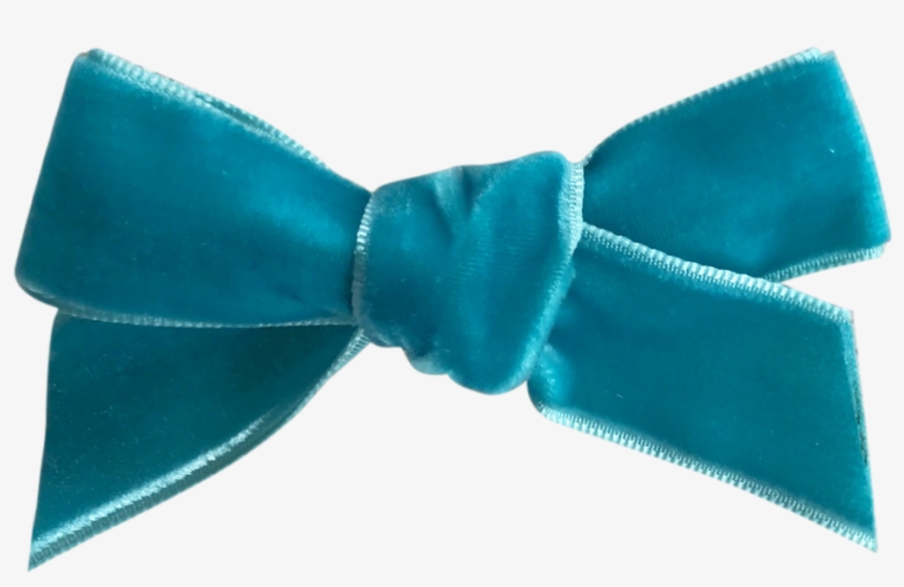 Image Of Teal French Velvet Bow Clip - Satin, transparent png #7759891