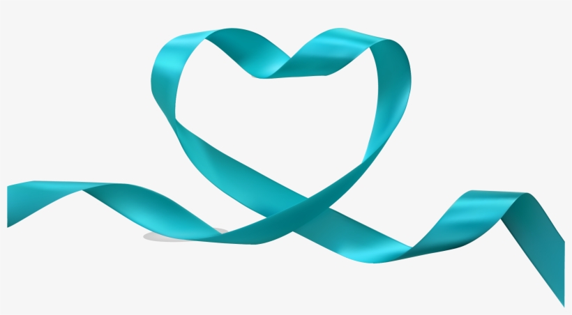 Heart With Ribbon Clip Art - Blue Heart Ribbon Png, transparent png #7760037