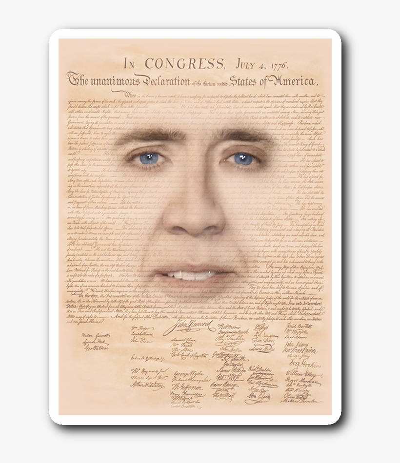 Nicolas Cage Declaration Of Independence Sticker - Book, transparent png #7761158