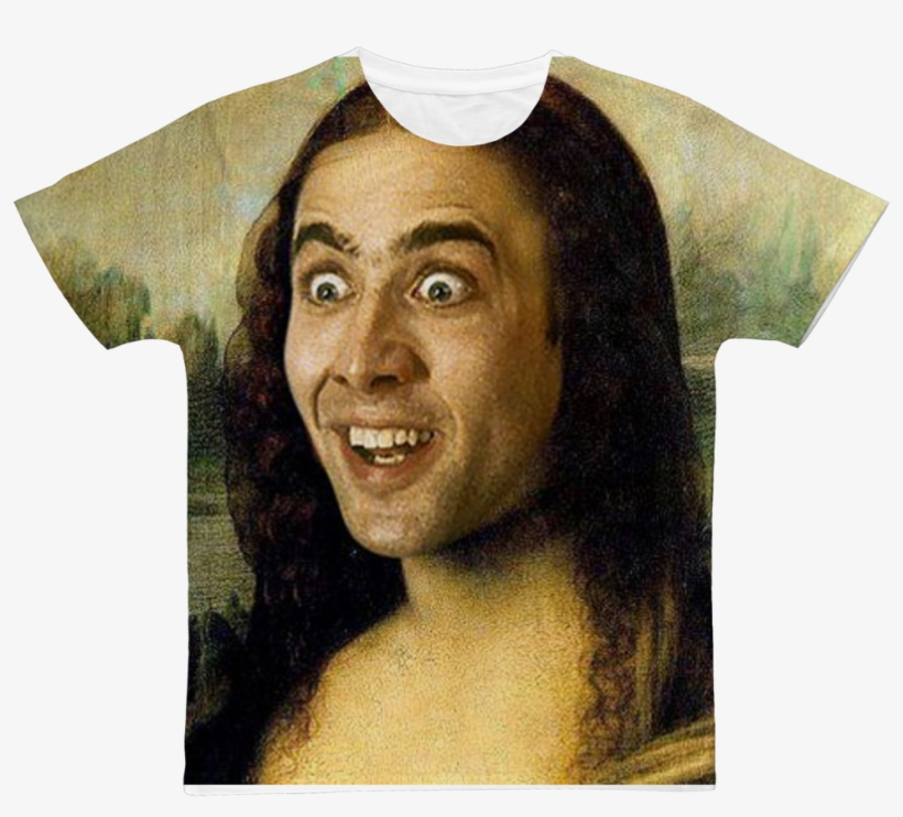 Nicolas Cage As The Mona Lisa Classic Sublimation Adult - Mona Cage, transparent png #7761249