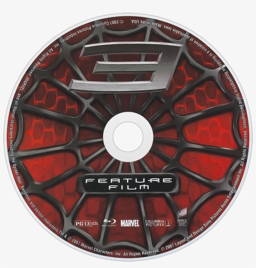 Spider-man 3 Bluray Disc Image - Spiderman 3 Dvd Cover, transparent png #7762474
