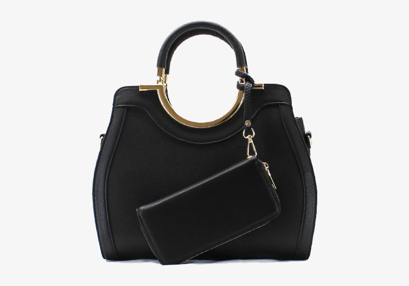La Terre Fashion Vegan Handbag With Wallet Set In Black - La Terre Fashion Purse, transparent png #7767227
