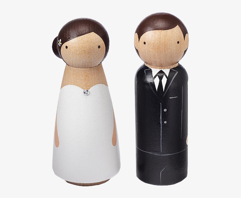 Hand-painted Wooden Couple Cake Topper - Bride, transparent png #7768480