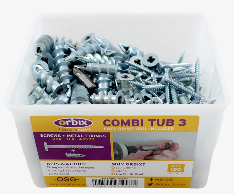 Combi Tub With Plasterboard Fixings Screws - Box, transparent png #7768537
