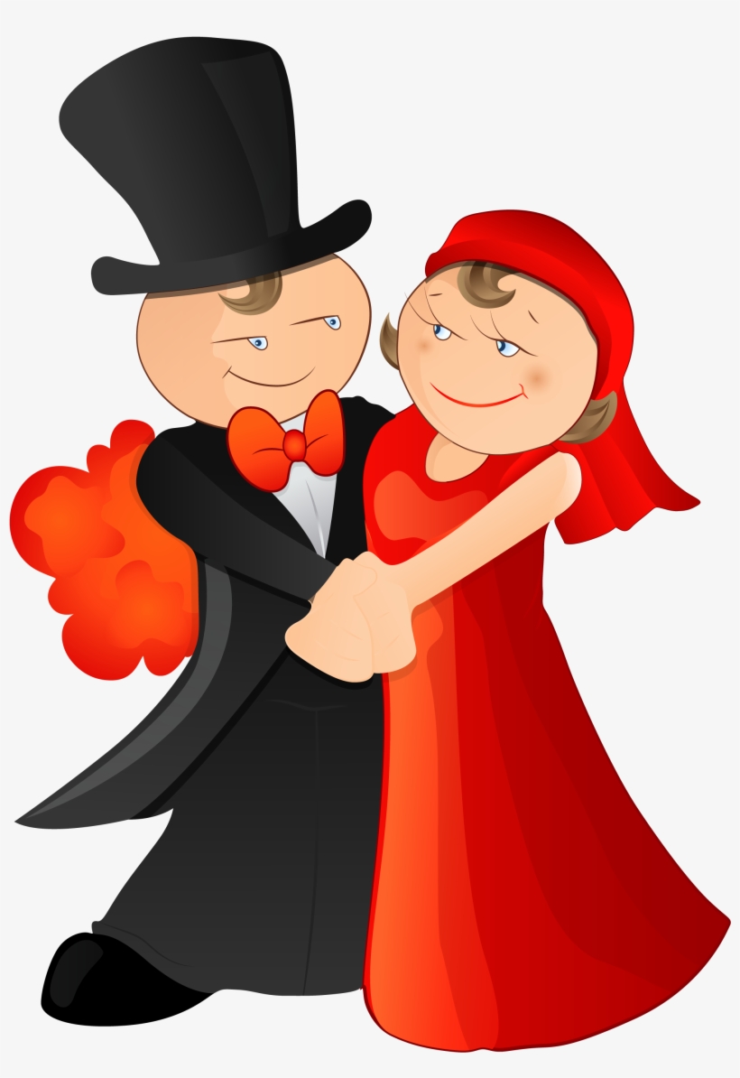 Cartoon Marriage Illustration The Bride And Dancing - Cartoon Bride And Groom Dancing, transparent png #7768576