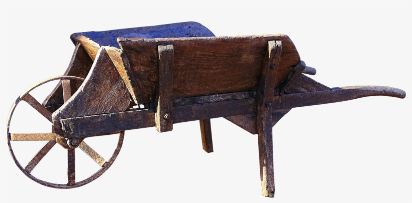 Wheelbarrow Old Wooden Cart - Schubkarre Alt, transparent png #7772126