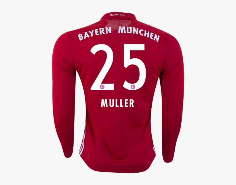 Bayern Munich 16/17 Ls Home Jersey Müller - Long-sleeved T-shirt, transparent png #7773803