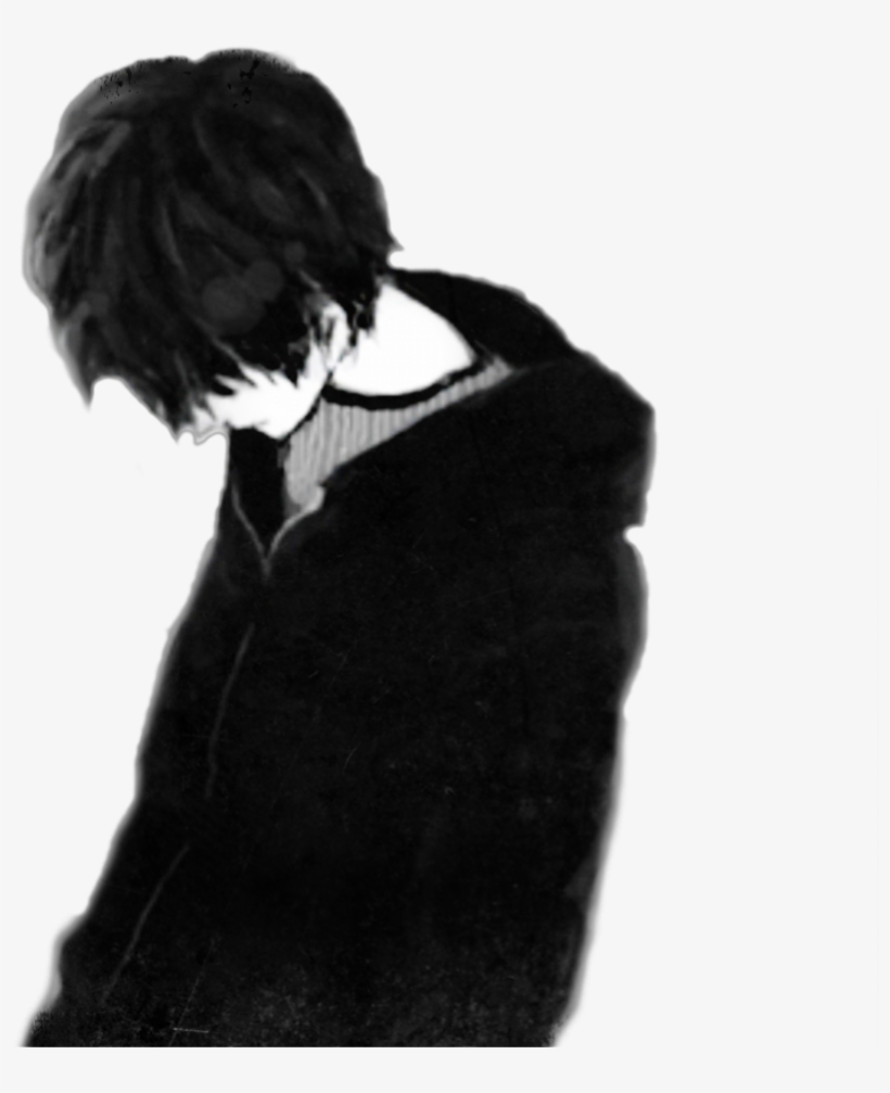 Sad Boy Black Only Me Anime Boy - Sad Anime Boy Png - Free Transparent PNG  Download - PNGkey