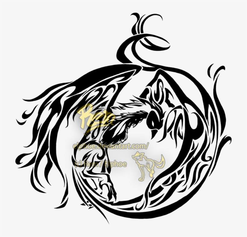 Dragon And Pheonix Tattoo Images Gallery With Transparent - Anime Phoenix Tattoo, transparent png #7775511