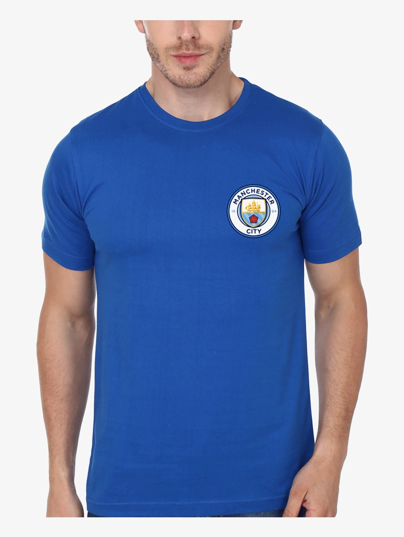 Manchester City Logo Men Royal Blue T Shirt & Hoodie - Plain Red T Shirt Mens, transparent png #7776337