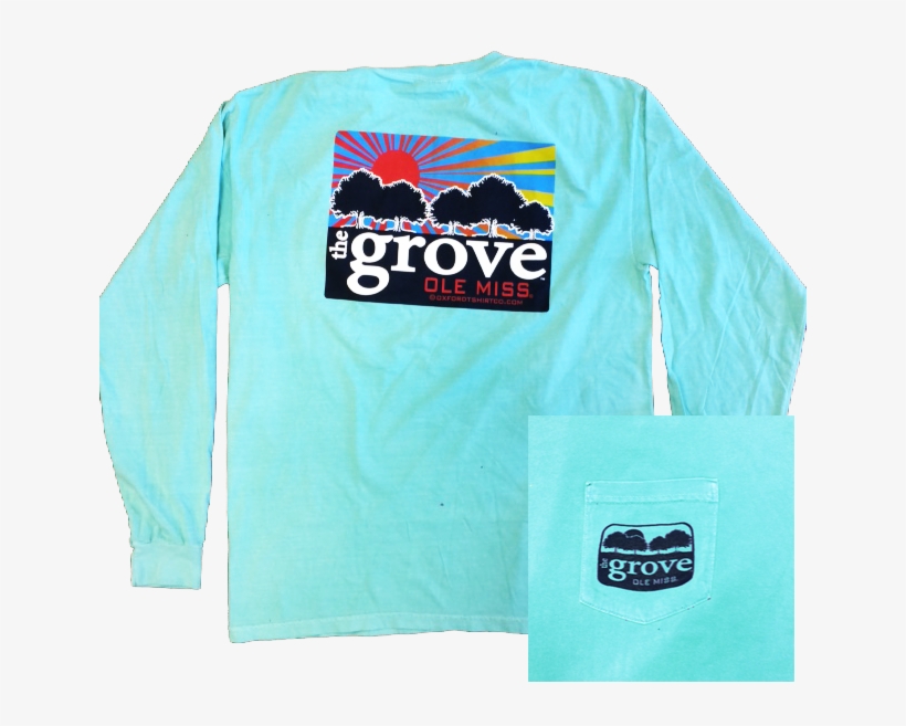 Comfort Color Ole Miss Long Sleeve Tee 'the Grove' - Grove T Shirt, transparent png #7779756