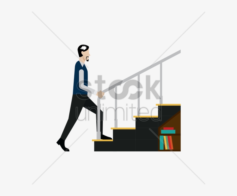 Man Walking Up A Stairs Vector Image - Sitting, transparent png #7782101