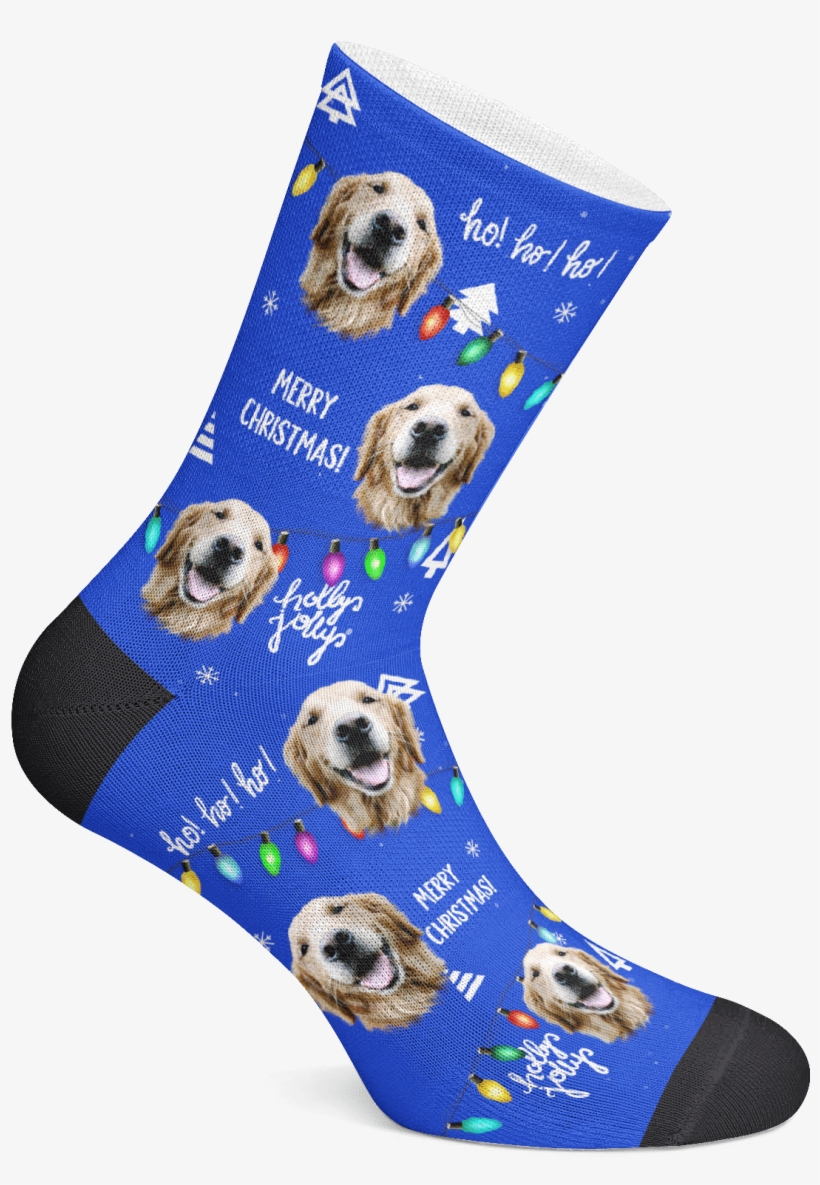 Puppy Christmas Lights - Custom Socks, transparent png #7786591